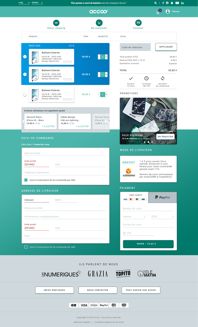 Page paiement site e-commerce Accoo